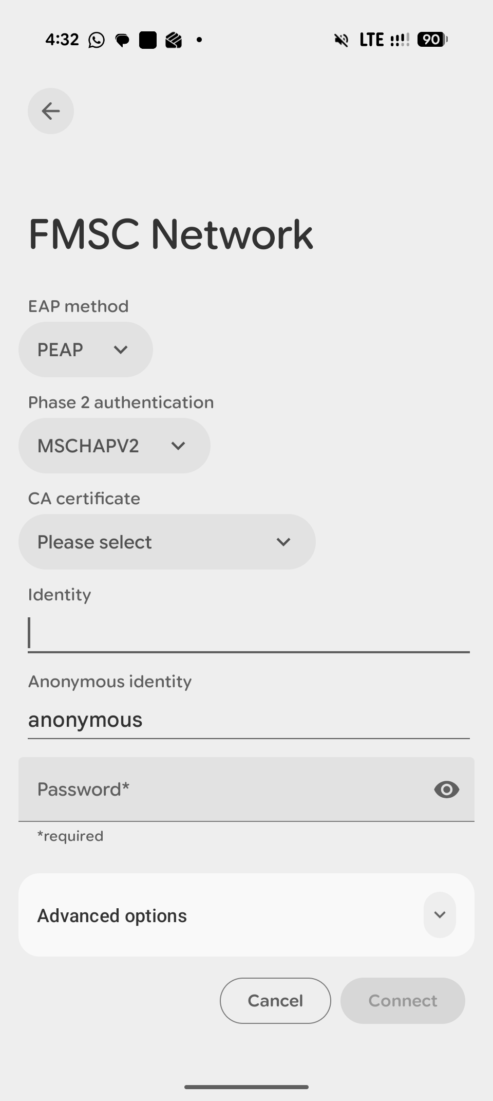 Forget the FMSC Network from WiFi settings